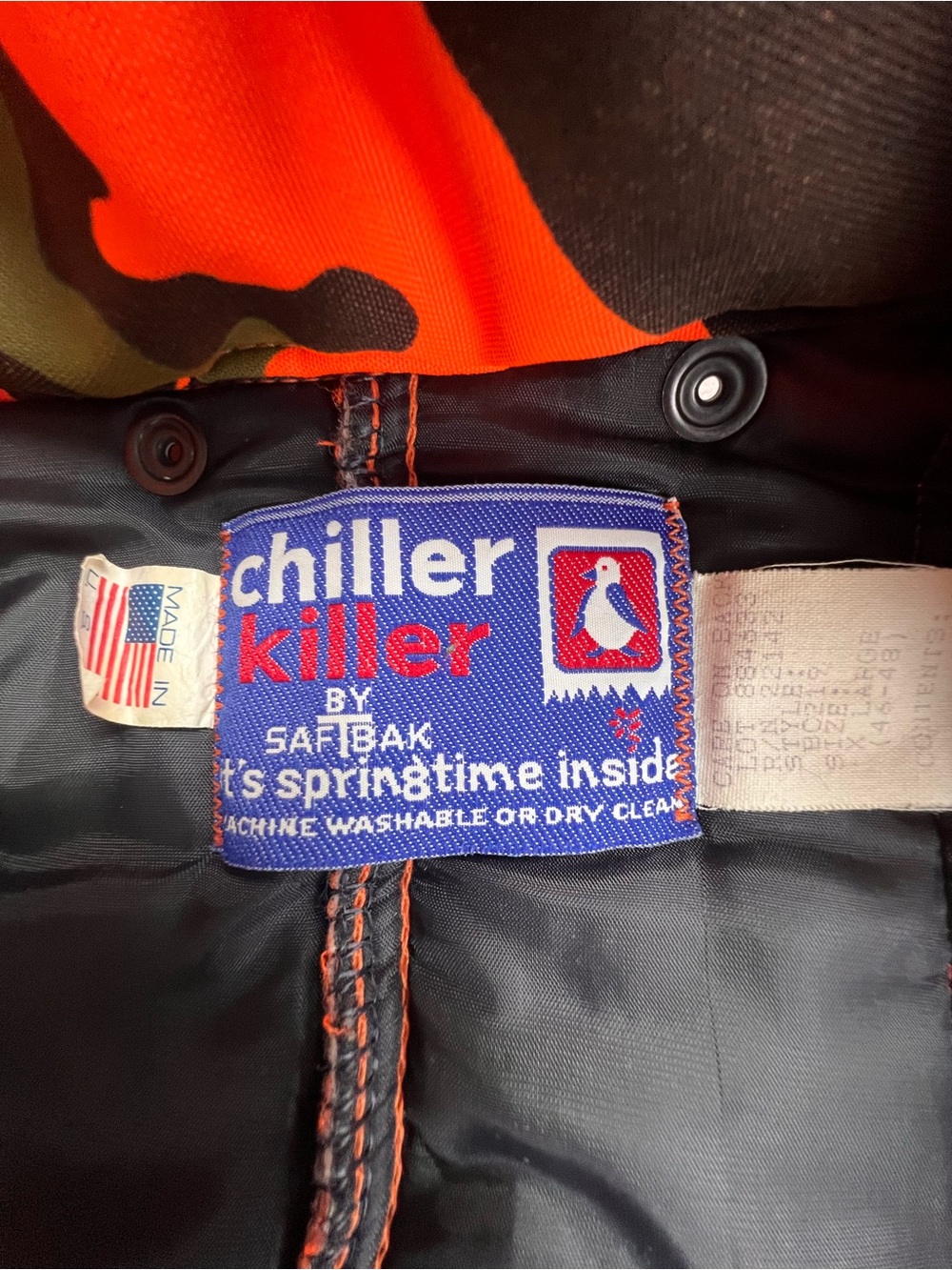 VTG Chiller Killer Saftbak Orange Camo Insulated Hunting Coveralls Workwear XL - Picture 9 of 15